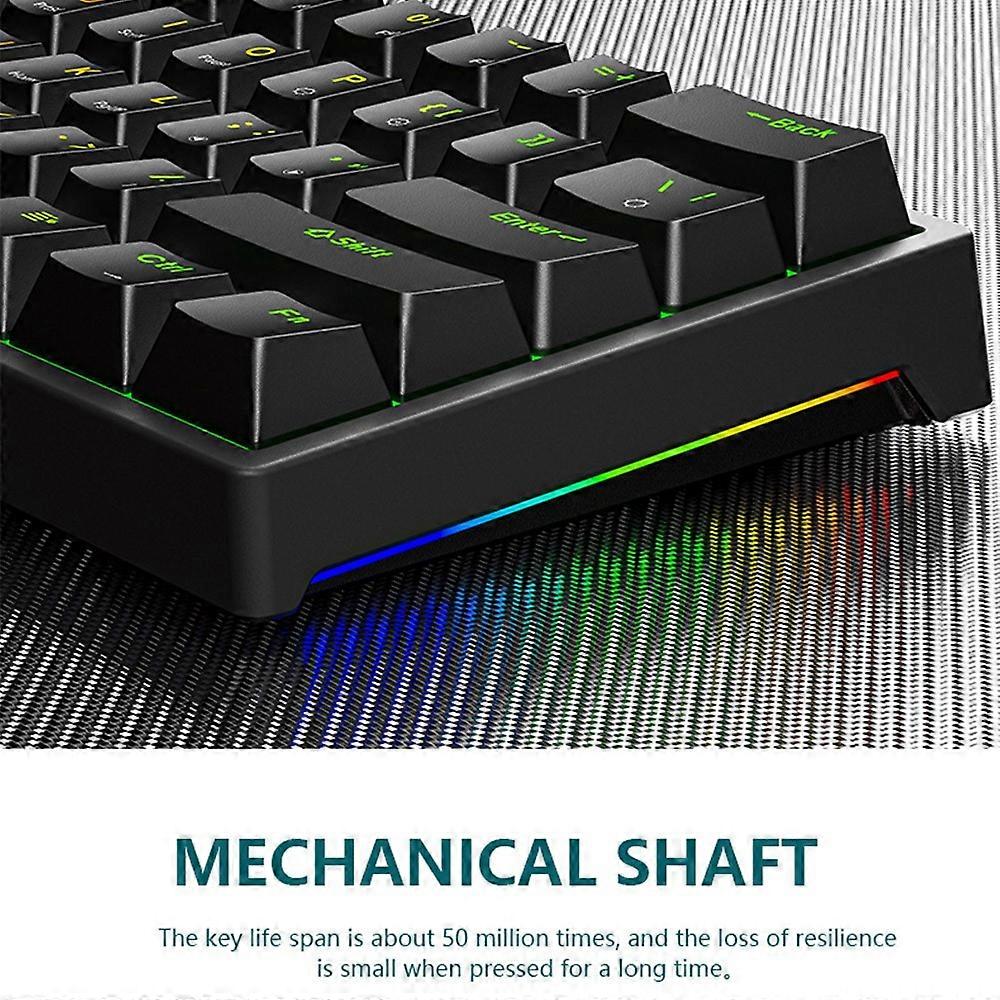 Y-FRUITFUL K33 61 Keys Type C Hot Swappable Mechanical Gaming Keyboard with RGB Light - Black