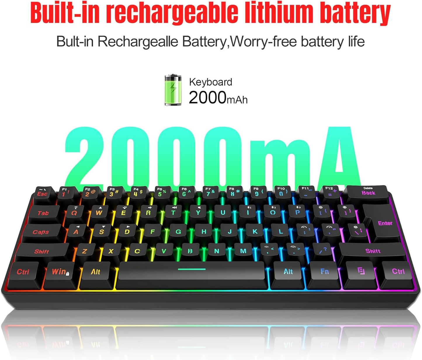 Y-FRUITFUL K33 61 Keys Type C Hot Swappable Mechanical Gaming Keyboard with RGB Light - Black
