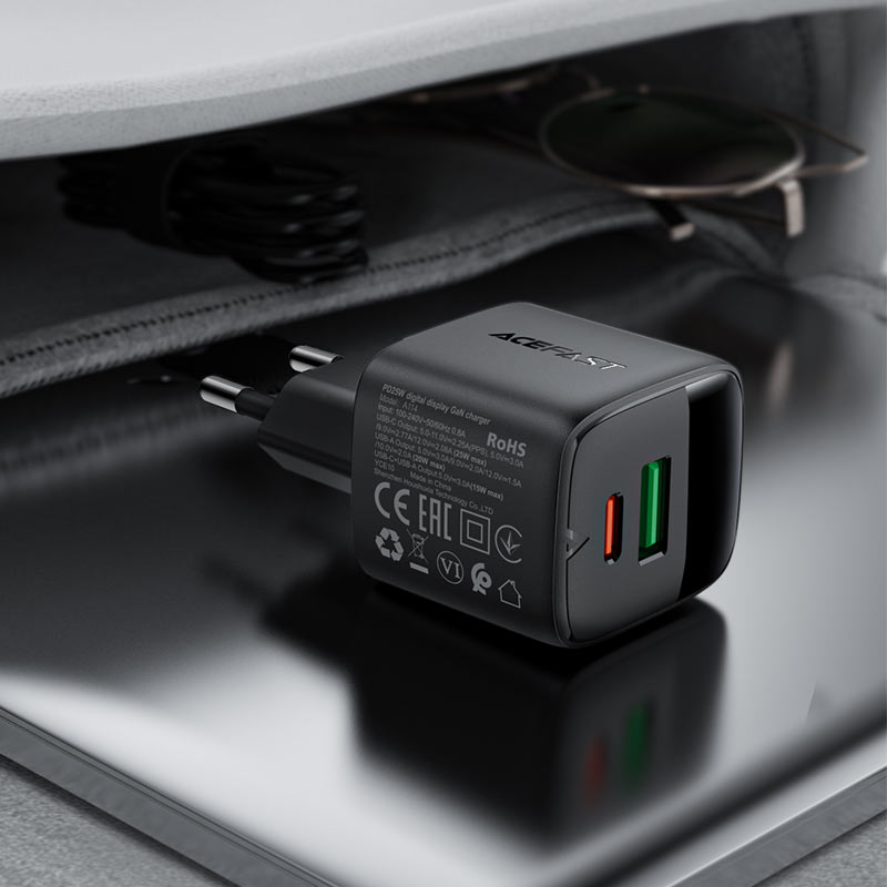 Fast Charge Wall Charger A114 PD25W GaN (1xUSB-A+1xUSB-C) EU
