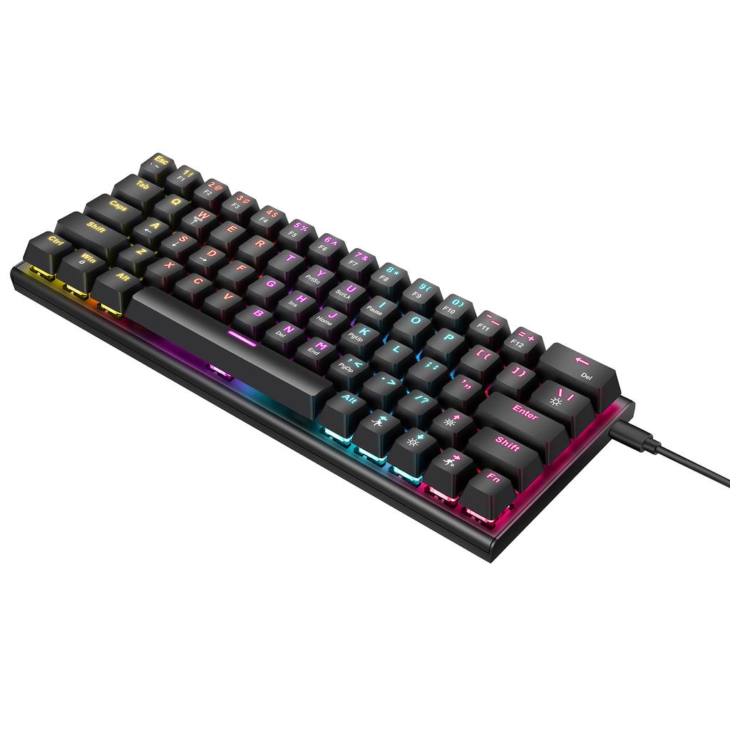 Y-FRUITFUL K33 61 Keys Type C Hot Swappable Mechanical Gaming Keyboard with RGB Light - Black